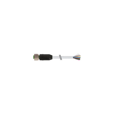 M12 femelle 0° codage A, avec câble — PUR 12x0,25 gy UL/CSA+chaîne porte-câbles, 0,3m — Réf. 7000-19041-3010030