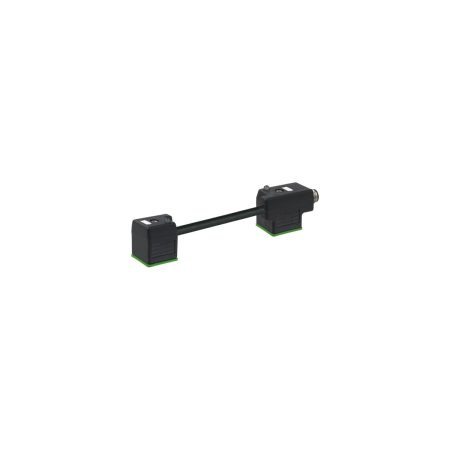M12 mâle sortie arrière codage A, / MSUD double électrovanne A-18mm — PUR 3x0,75 bk… — Réf. 7000-41603-6360000