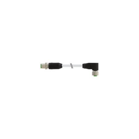 M12 mâle 0° / M12 femelle 90° codage A — PUR 12x0,25 gy UL/CSA+chaîne porte-câbles, 2m — Réf. 7000-53021-3010200